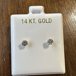 14K Gold 4 mm CZ Stud Earrings